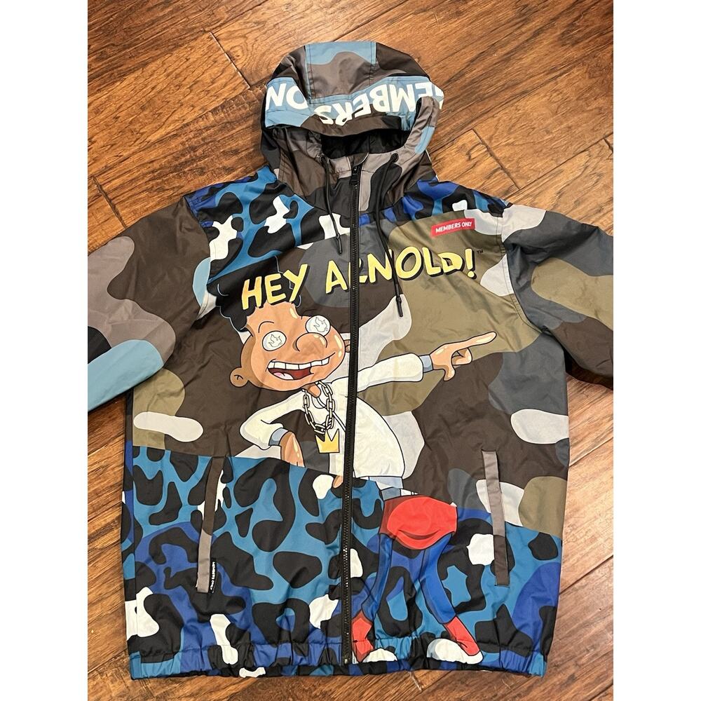 Members Only x Nickelodeon Hey Arnold Camo Windbreaker Size Medium